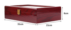 Luxury Gift Classic Wine Red Storage Watch Box, Wooden Watch Organizer, 12 Slots Display Case, Cherry
