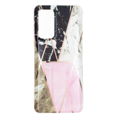 Marble Pattern Protector Plating IMD TPU Phone Shell for Samsung A32 4G- Cherry glitter