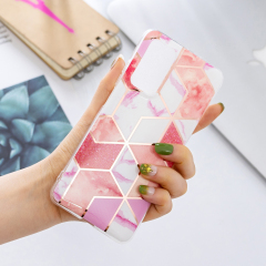Marble Pattern Protector Plating IMD TPU Phone Shell for Samsung A32 4G- Cherry glitter