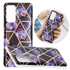 Marble Pattern Protector Plating IMD TPU Phone Shell for Samsung A32 4G- Cherry glitter