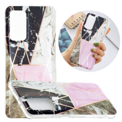 Marble Pattern Protector Plating IMD TPU Phone Shell for Samsung A32 4G- Cherry glitter