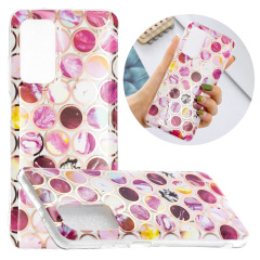 Marble Pattern Protector Plating IMD TPU Phone Shell for Samsung A32 4G- Cherry glitter