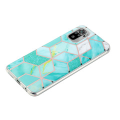 Marble Pattern Protector Plating IMD TPU Phone Shell for Redmi Note 10- Green glitter