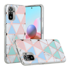 Marble Pattern Protector Plating IMD TPU Phone Shell for Redmi Note 10- Green glitter
