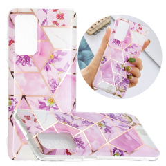 Marble Pattern Protector Plating IMD TPU Phone Shell for Samsung A32 4G- Cherry glitter