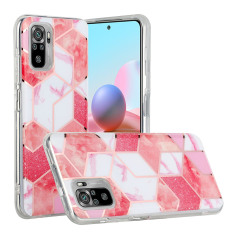 Marble Pattern Protector Plating IMD TPU Phone Shell for Redmi Note 10- Green glitter