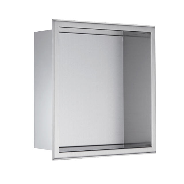 12 in. X 12 in. X 4 in. Square Recessed Shower Wall Niche in Brushed Stainless Steel Storage for Shampoo, Soap and Other Bathroom Essentials, Sliver