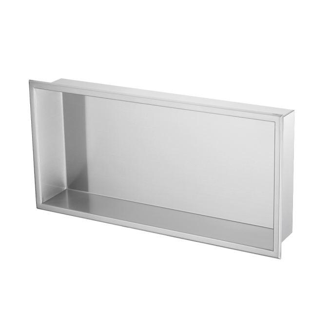 24 In. X 12 In. X 4 In. Square Recessed Shower Wall Niche In Brushed Stainless Steel Storage For Shampoo, Soap And Other Bathroom Essentials, Sliver