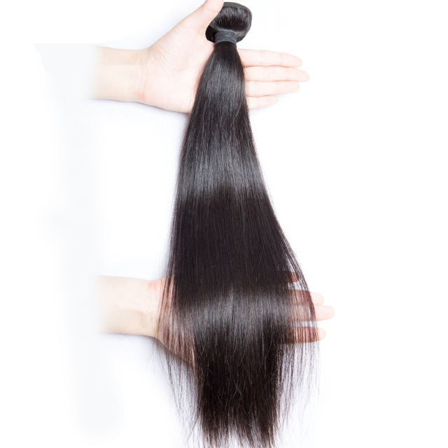 Brazilian Straight Bundle Double weft 100% Human hair extensions can be dyed for a stylish beauty