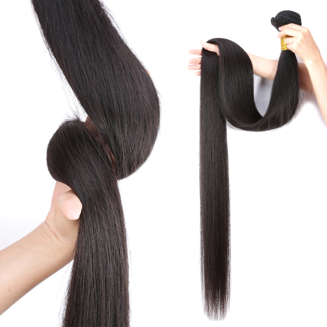 Brazilian Straight Bundle Double weft 100% Human hair extensions can be dyed for a stylish beauty