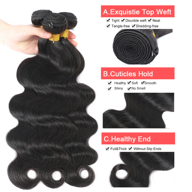 100% pure human hair body wave hair beam