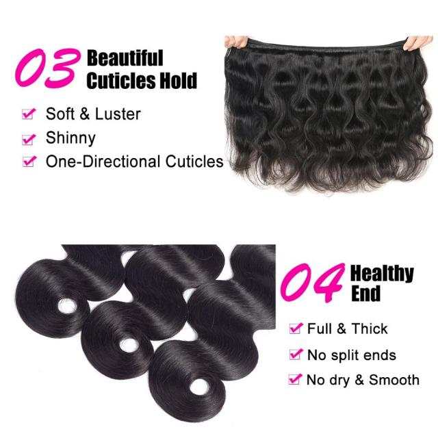 Body Wave Hair Bundle 100% natural human hair color braided extensions designed for women