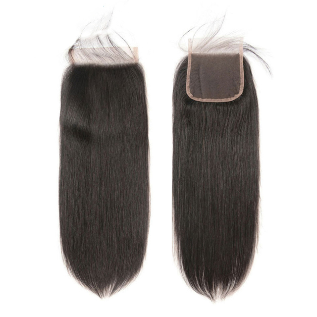 Hair straight 4*4 invisible knotted lace hair band 3 bundles of virgin hair