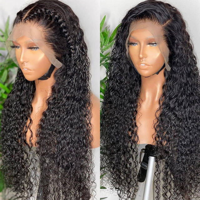 13X4 water ripple lace forehead human hair female wig Brazilian wet ripple lace forehead wig