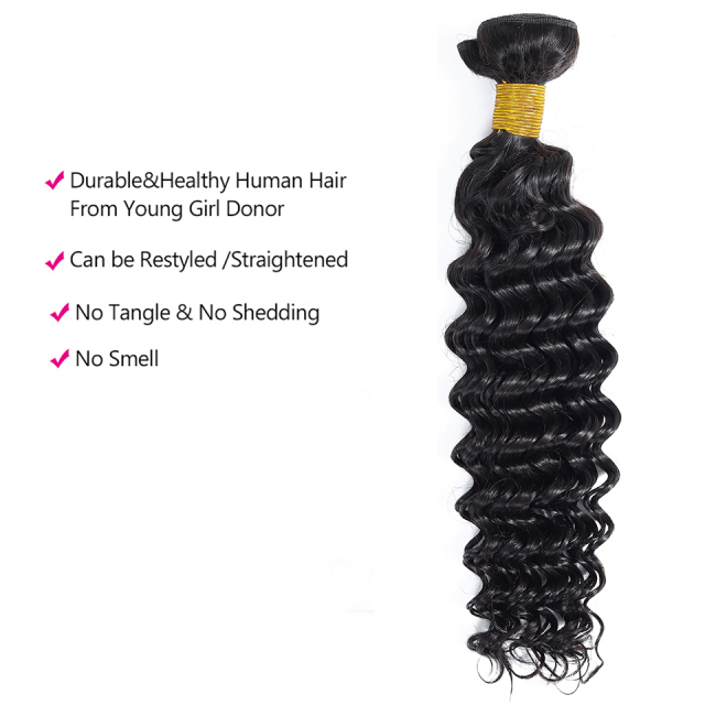 Brazilian braided hair bundle deep wavy 100% curly human hair bundle 1 bundle