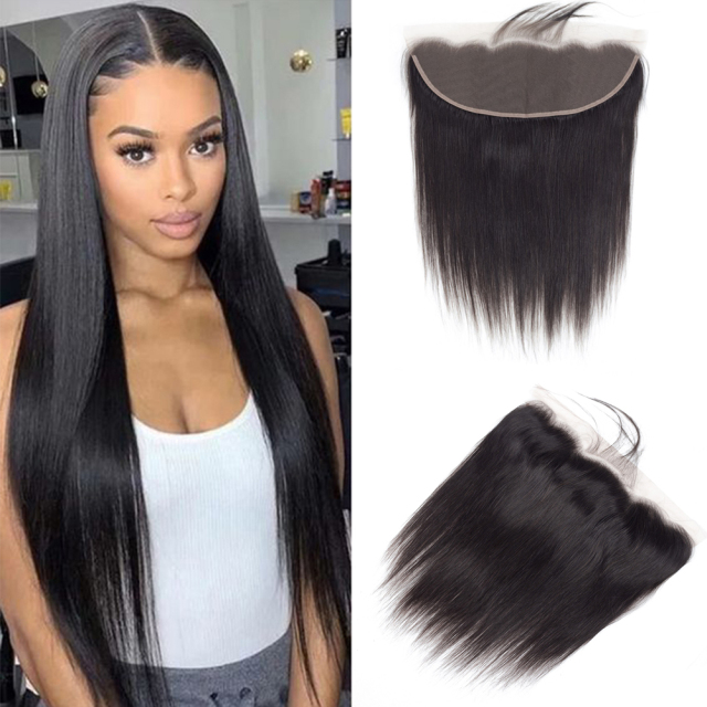 Sheer Lace Front Brazilian Straight 13x4 HD Lace Front Closed Human Hair Medium Brown Swiss