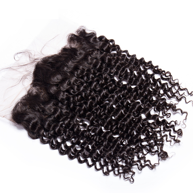 Deep wave type human hair lace front closure 13x4 baby hair