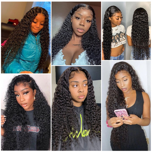 Deep wave type human hair lace front closure 13x4 baby hair