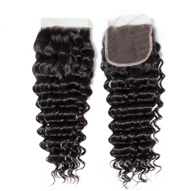 4&quot;X 4&quot; Lace Closure Brazilian Virgin Hair deep Wave 100% Human Hair Lace Closure