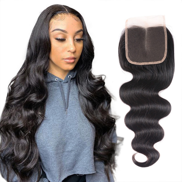 4&quot;X 4&quot; Lace Closure Brazilian Virgin Hair Body Wave 100% Human Hair Lace Closure