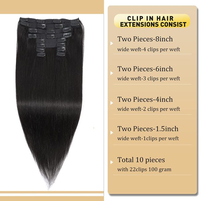 Clip in Hair Extensions Human Hair highlights light Brown Color 6 to Color 613 Bleach Blonde Highlighted Clip in Human Hair Extensions 18 Inch Clip in Real Hair 120 Gram 10 Pcs