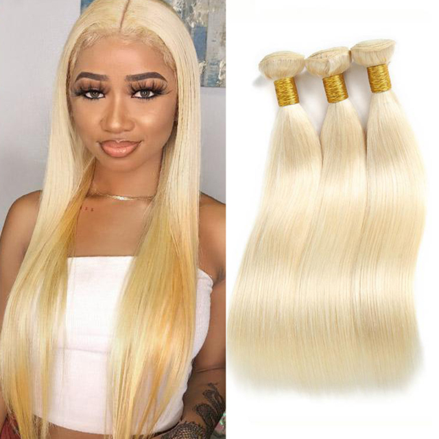 613 blonde Brazilian hair bundle weave long straight weave weft human hair extensions