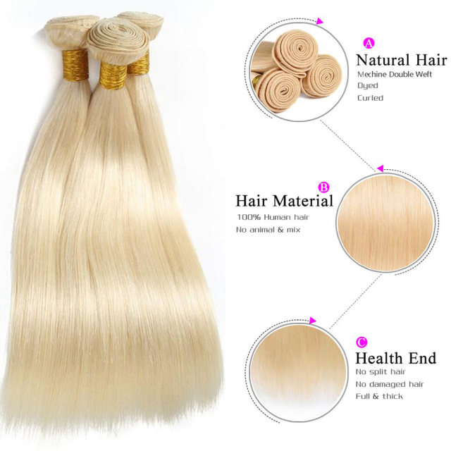 613 blonde Brazilian hair bundle weave long straight weave weft human hair extensions