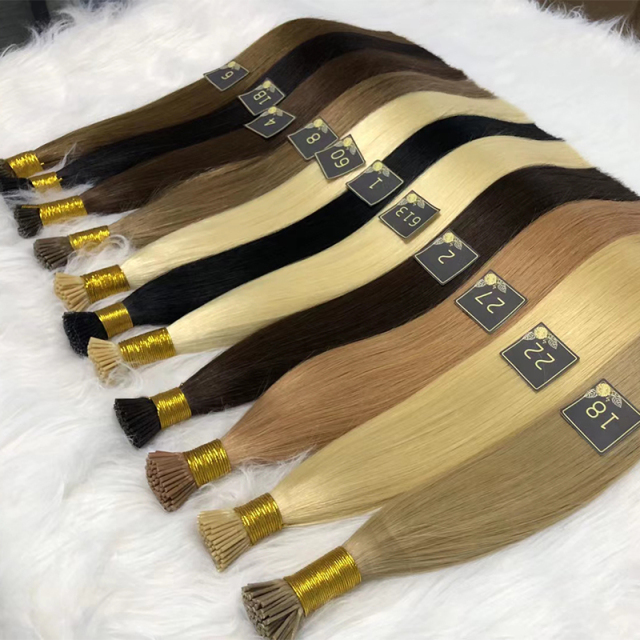 Straight Hair #613 Capsules Human Hair Keratin Type I Spikes Human Hair Extensions Ethnic Fusion Pre-Bonded Hair 30" 1g/1s