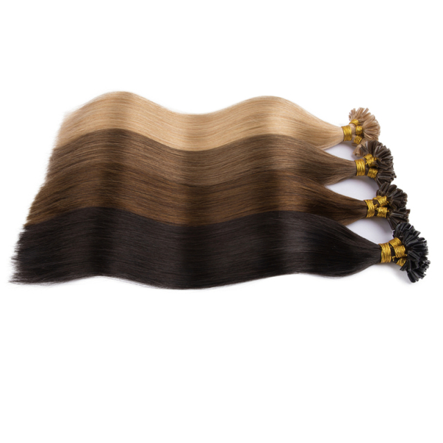 Straight keratin human fusion hair studs U-head human hair extensions multicoloured