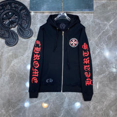 Chr0me Hearts Red Cross Hoodie Black White