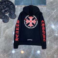 Chr0me Hearts Red Cross Hoodie Black White