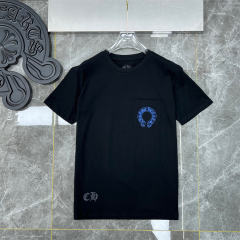 Chr0me Hearts Blue Cross T-Shirt Black White