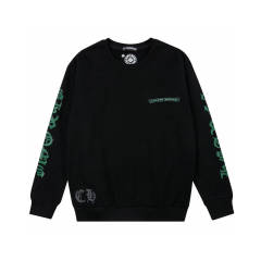 Chr0me Hearts Green Crosses Crewneck Sweatshirts Women Men (Black/White)