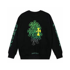 Chr0me Hearts Green Crosses Crewneck Sweatshirts Women Men (Black/White)