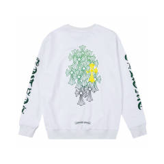 Chr0me Hearts Green Crosses Crewneck Sweatshirts Women Men (Black/White)