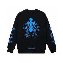 Chr0me Hearts Blue Logo Crewneck Sweatshirt (Black White)
