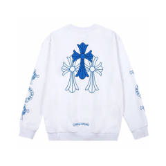 Chr0me Hearts Blue Logo Crewneck Sweatshirt (Black White)