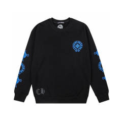 Chr0me Hearts Blue Logo Crewneck Sweatshirt (Black White)