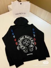 Chr0me Hearts Colorful C Horseshoe Logo Sleeve Hoodie Black