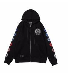 Chr0me Hearts Colorful C Horseshoe Logo Sleeve Hoodie Black