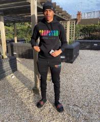 Trapstar London Rainbow Towel Embroidery Logo Hoodie & Sweatpants Tracksuit Black Grey