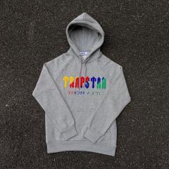 Trapstar London Rainbow Towel Embroidery Logo Hoodie & Sweatpants Tracksuit Black Grey