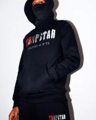 Trapstar London Towel Embroidered Hoodie & Pants Tracksuit(Red Gray White Logo)