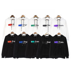 Palm Angels 22FW Painted Logo Hoodie Black White