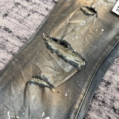 1:1 Quality PURPLE BRΑND Distressed Dirty Denim Jeans 23SS Pants Men P002 Slim