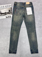 1:1 Quality PURPLE BRΑND Mid Indigo Destroy Denim Jeans 23SS Paint Pants Men P002 Slim