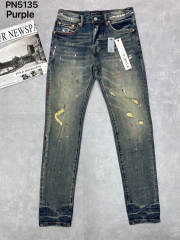 1:1 Quality PURPLE BRΑND Mid Indigo Destroy Denim Jeans 23SS Paint Pants Men P002 Slim