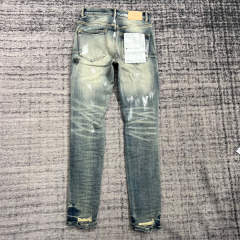 1:1 Quality PURPLE BRΑND Light Indigo Denim Destroy Jeans 23SS Jeans Men P002 Slim