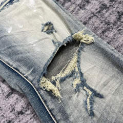1:1 Quality PURPLE BRΑND Light Indigo Denim Destroy Jeans 23SS Jeans Men P002 Slim