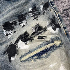 1:1 Quality PURPLE BRΑND Light Indigo Denim Destroy Jeans 23SS Jeans Men P002 Slim